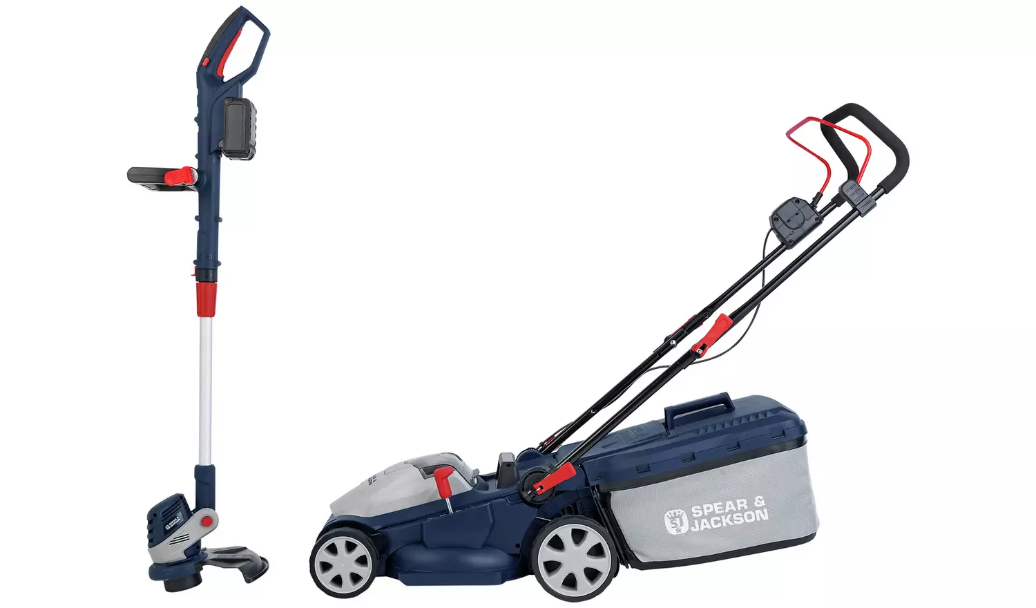 Spear & Jackson CLMF2434A 24V 34cm Cordless Lawn Mower & CLGT2425H 25cm Grass Trimmer with 2 x 4Ah Batteries & Charger - Image 11